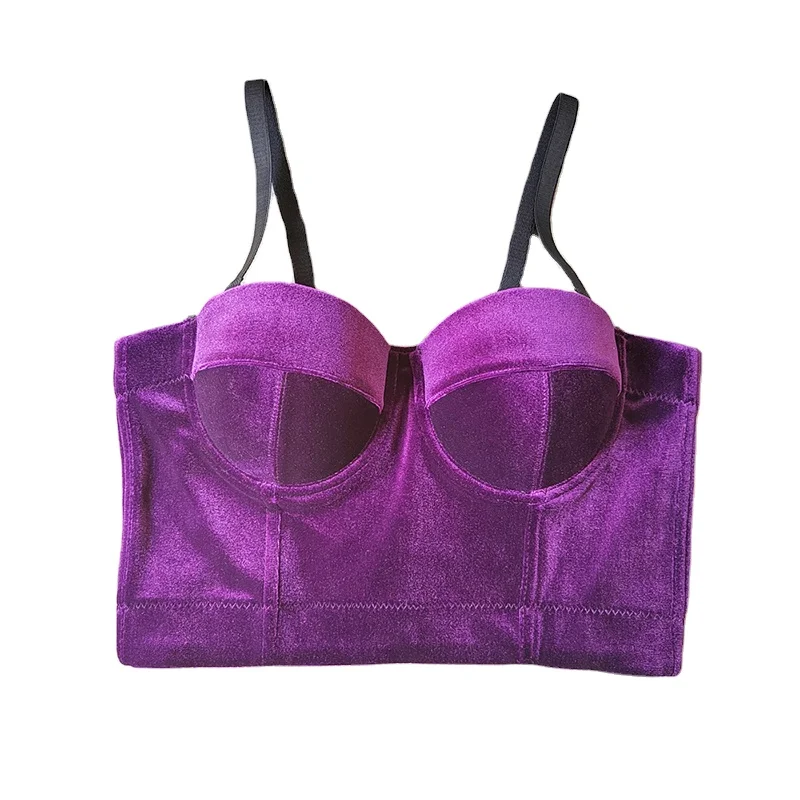 Real Velvet Suspender Bra Solid Color Steel Ring Body Shaping Vest Short Style Corset