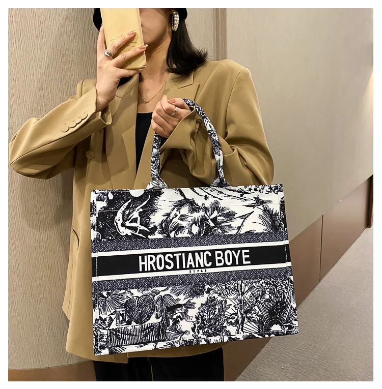 Новинка 2021, модные холщовые вместительные сумки для женщин, сумки через плечо с принтом и сумка для покупок