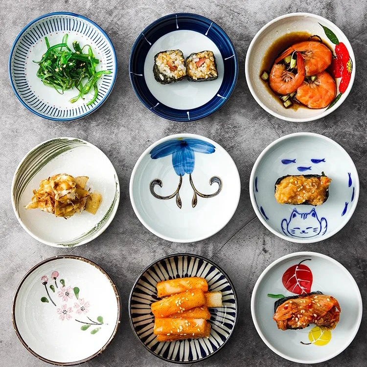 Personalized tapas appetizer serving tray custom pattern decal soy sauce dish novelty ser of 6 ceramic dishes for restaurant