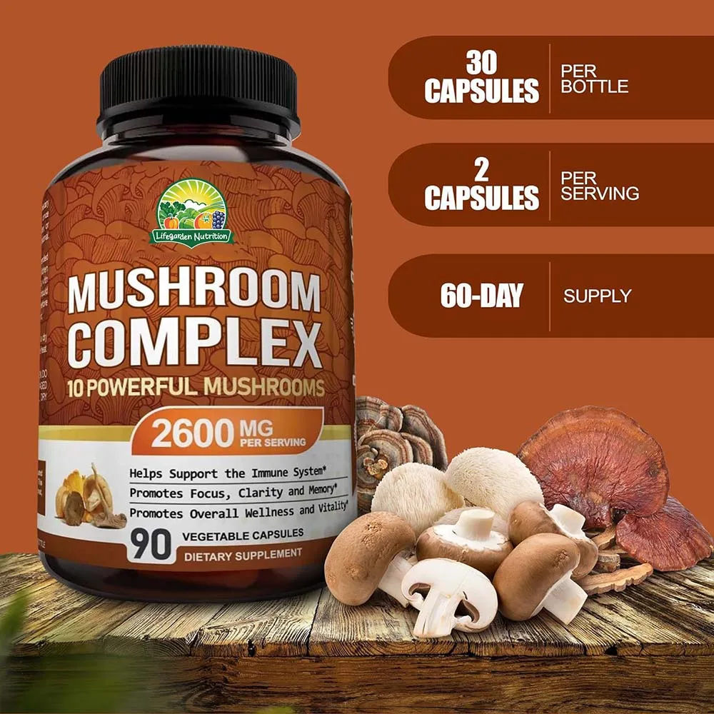 Private Label Immune Booster Memory Nootropic Brain Healthcare Supplement Cordyceps Militaris Extract Reishi Mushroom Capsules