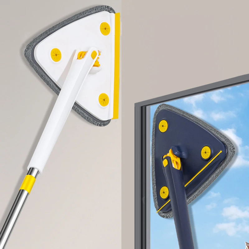 Extenclean 360 degree rotating squeeze cleaning triangle mop with squeegee for floor window car home wall cleaning mop