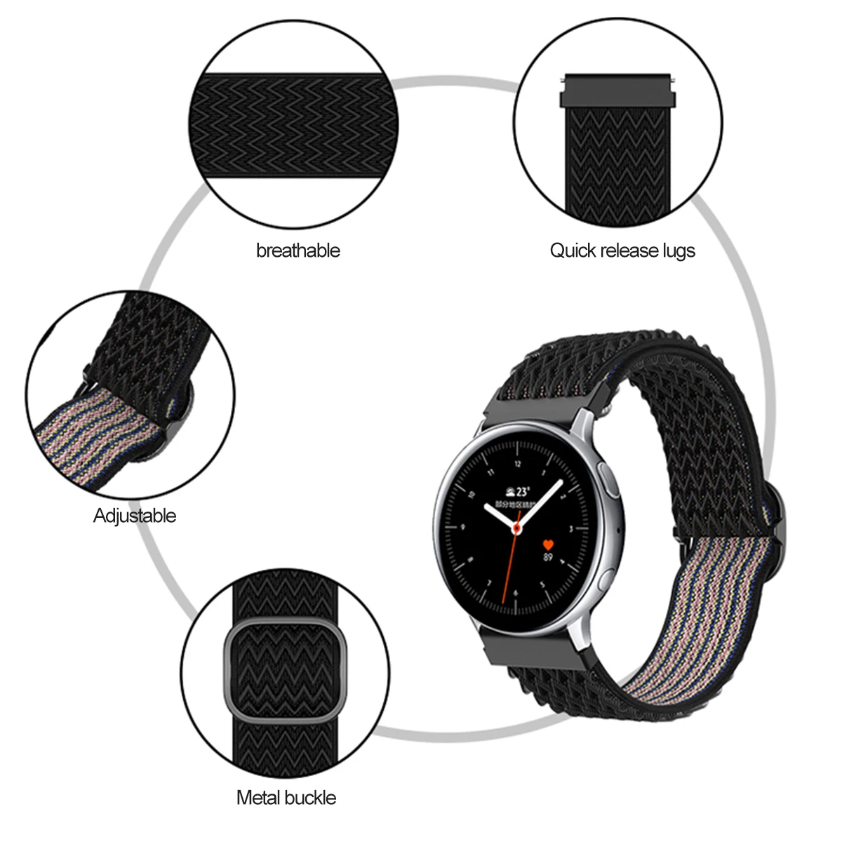 Nylon band for Samsung Galaxy Watch 6 5 4 Bracelet 20mm 22mm Braided Active 2 Gear S3 Band 6 Classic 43mm 47mm Smartwatch Strap