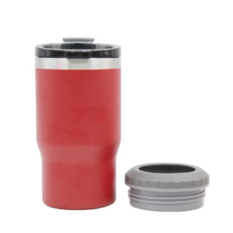 Hot selling 14oz stainless steel can beer cooler holder seltzer coozies with 2 lids for two purpose powder coating