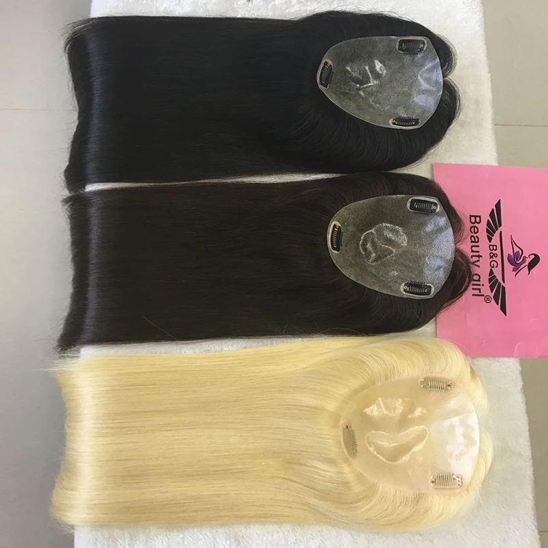 Alternative Hair Virgin Remy Silk Hair Toppers For Women Human Hair Side Topper Polyeurathane Skin Toupee Base Supplier