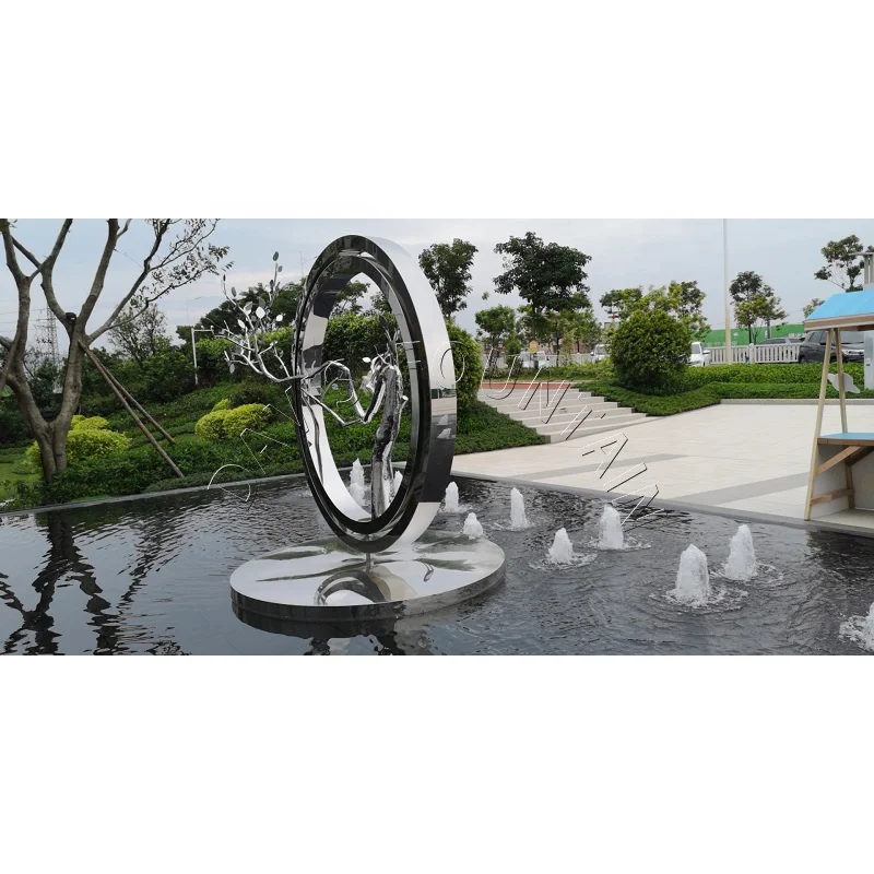 Modern Design Stainless Steel Sculpture Water Fountain Outdoor Garden Fountain Water Fall