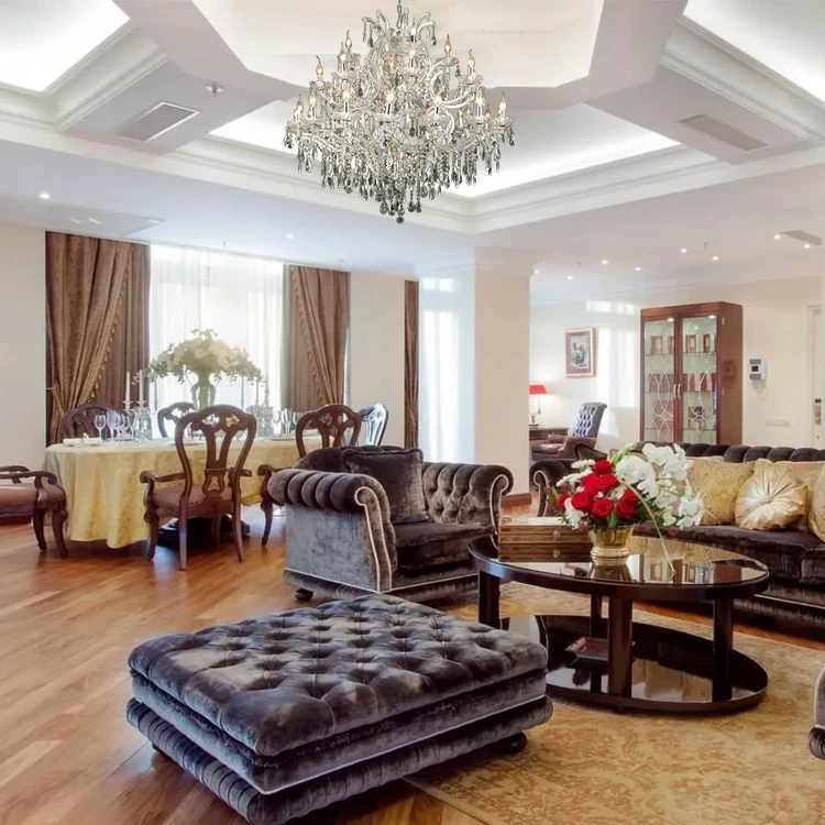 New crystal hotel decorative ceiling big modern european pendent light chandelier for foyer