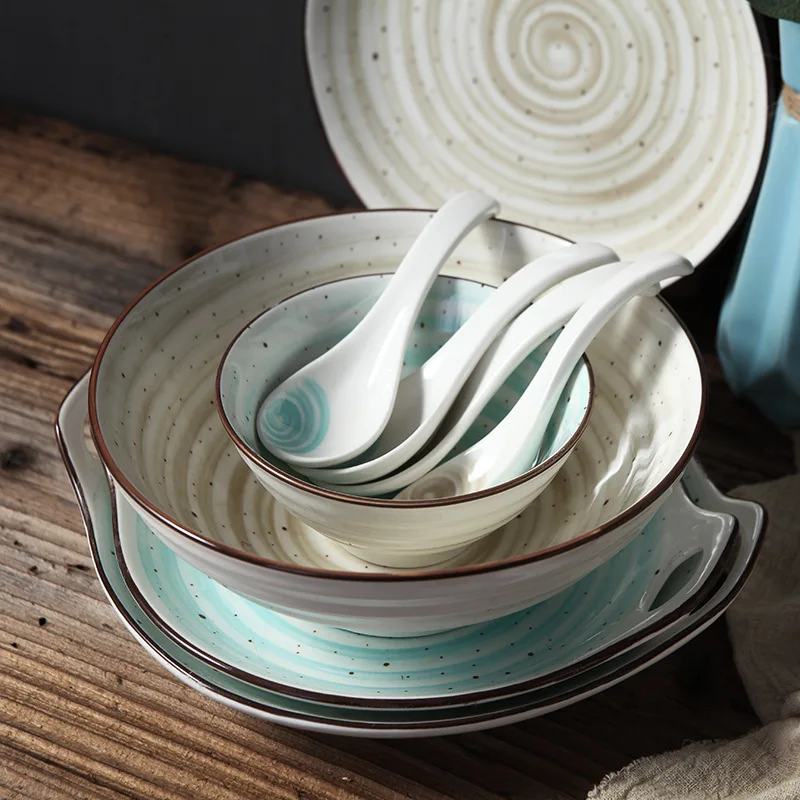 Creative Rice Household Noodle Bowl Japanese Style Tableware Dish Suit Hand Painted Ceramic Fruit Salad Soup Bowl