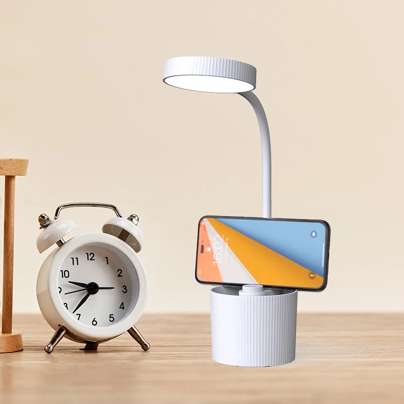 Study Table Lamp Touch On/Off Switch LED Desk Lamp With Pencil cup and Mobile Holder
