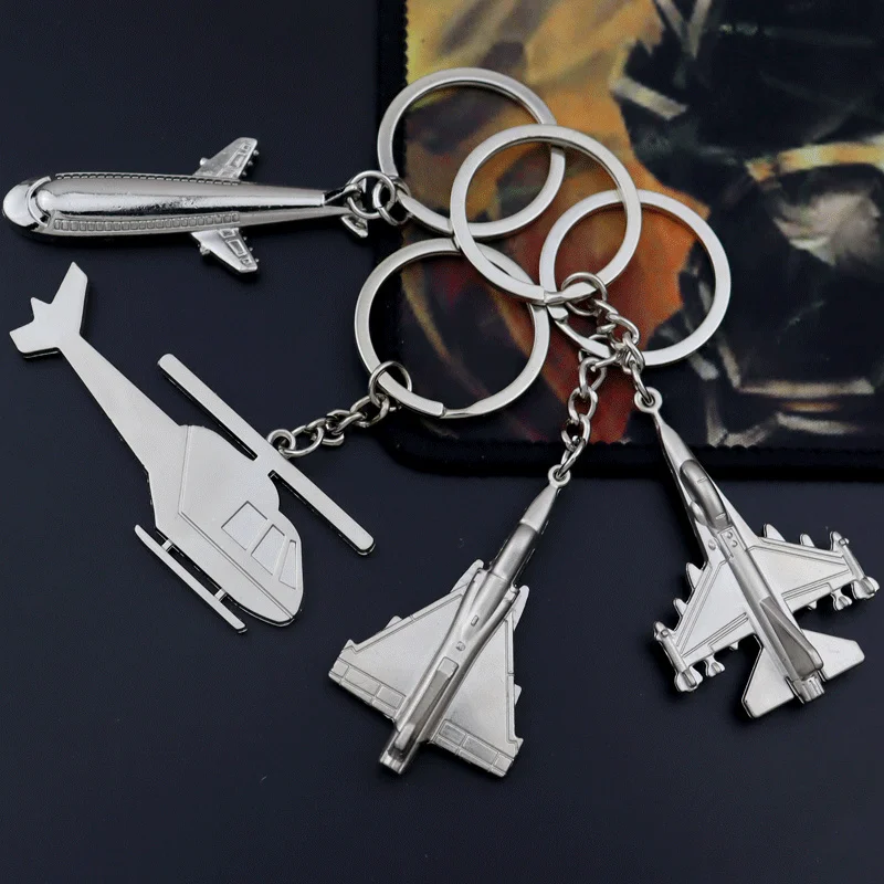 Manufacturer Custom Mini Metal 3D Bomber Fighter AirPlane Keychain For Travel Souvenir Gift Silver Aviation AirPlane Key Chain