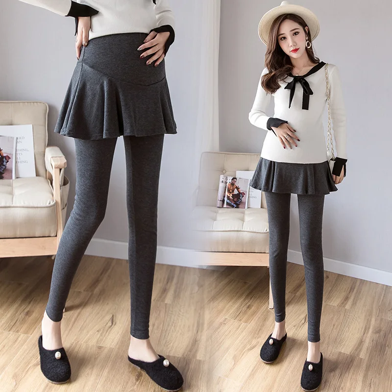 Pregnant women wear pregnant women leggings pleated skirt cotton Korean fashion small foot leggings skirt