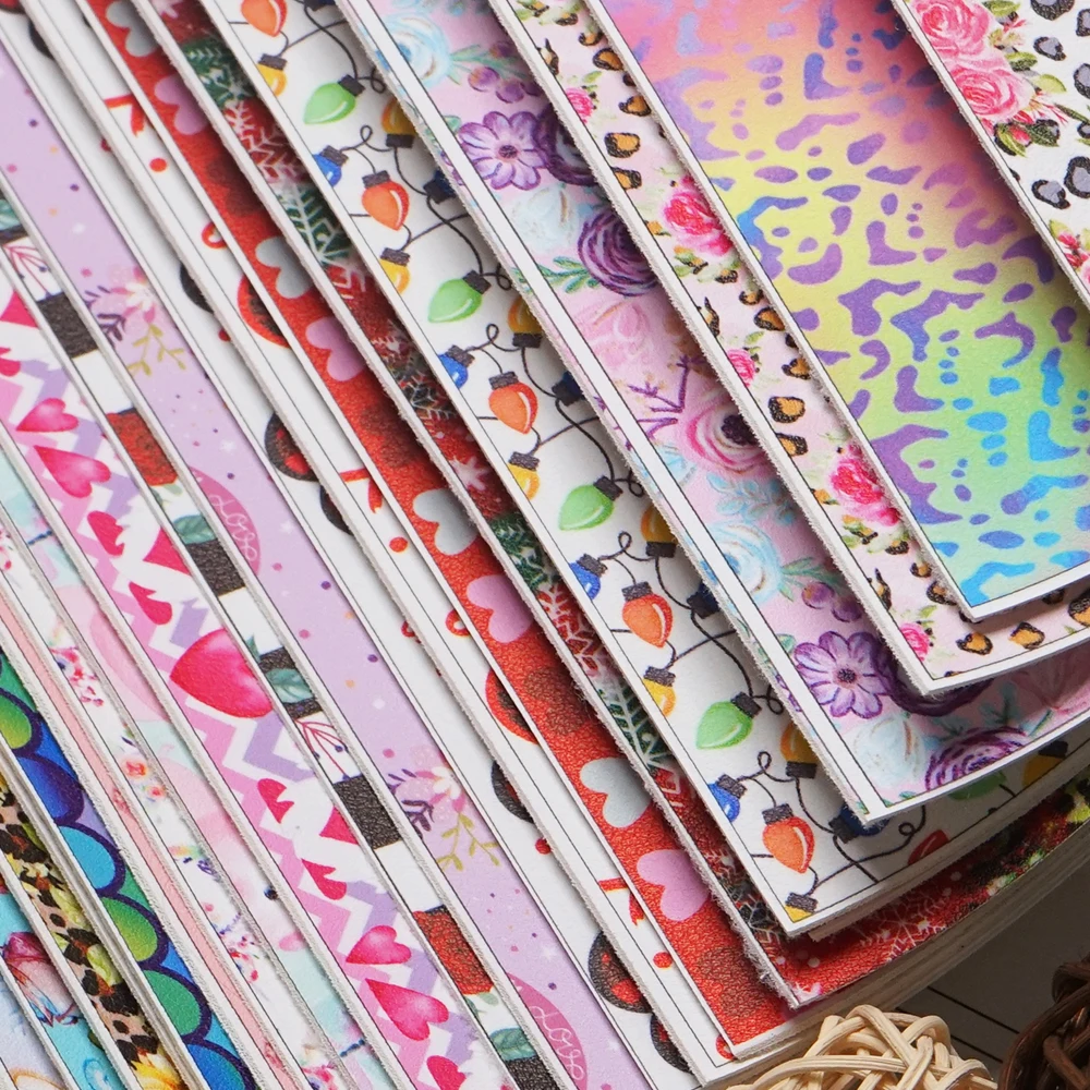 30 x136 cm Faux Synthetic Leather Fabric Sheets Printed Vinyl Leather for Hair Bow Bags Shoes Crafts Material