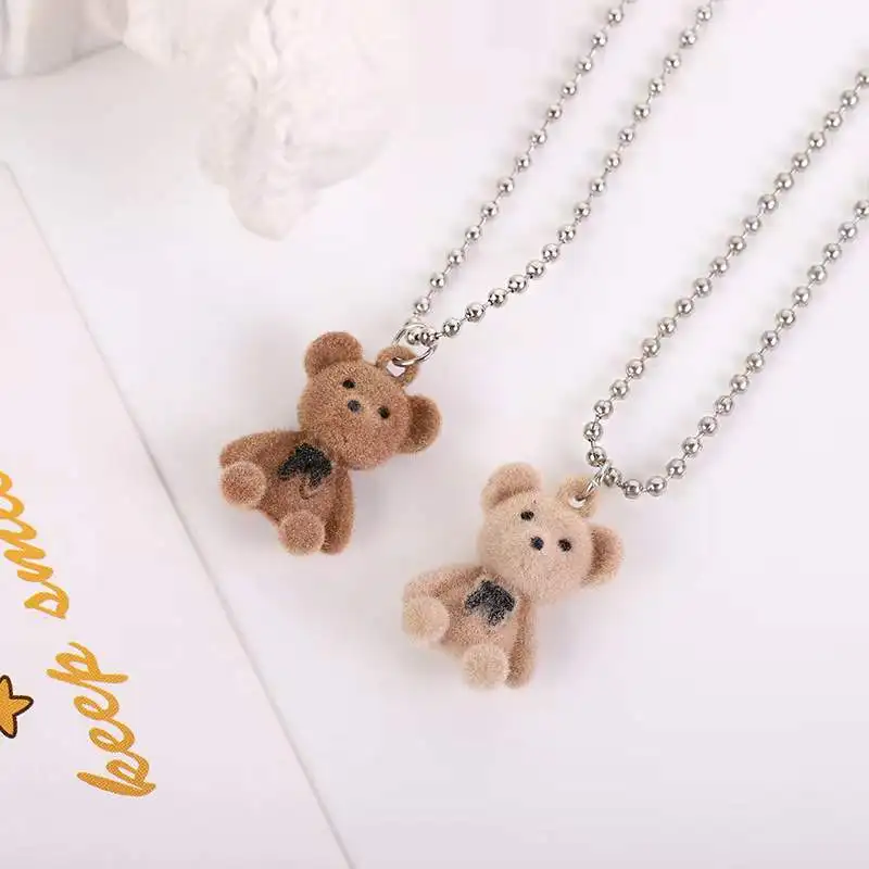 cute Cartoon bear necklace Fashion small light luxury necklace hip hop temperament animal clavicle chain