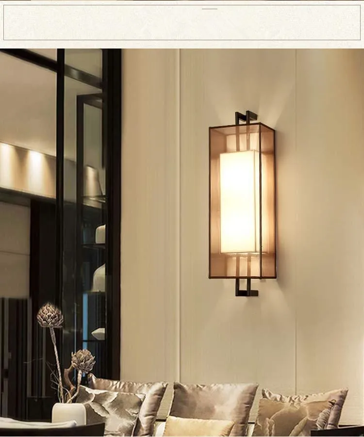 
New Chinese wall lamp creative living room modern simple bedroom LED Lamp Retro Hotel aisle bedside lamp 