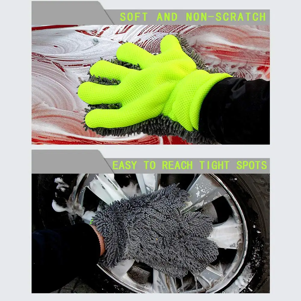 Hotsale luxury 5-Finger Car Wash Mitt, Microfiber Interior Exterior Cleaning Glove for Car and Motorbike Washing Drying Mitt