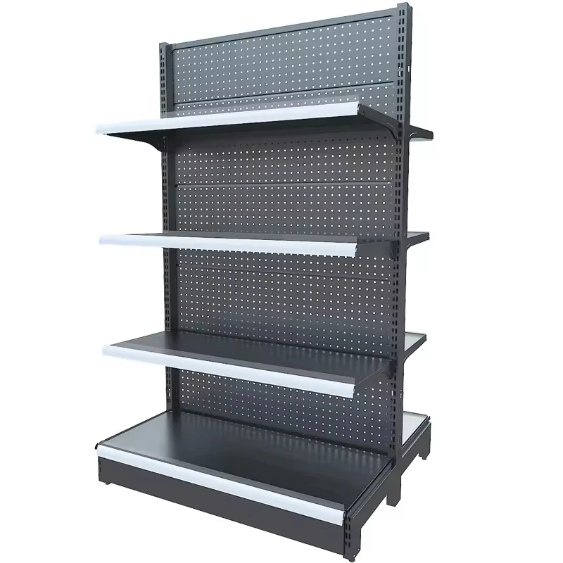 Hot Selling Single Side Metal Pegboard Gondola Shelving Heavy/Light Duty Design Pharmacy Retail Supermarket Storage Acrylic