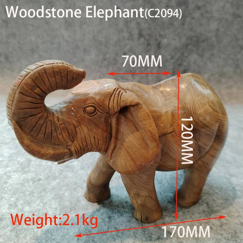 Woodstone Elephant Sculpture Home Office living Room Decorative Figures Miniature Ornaments For Home Decoration