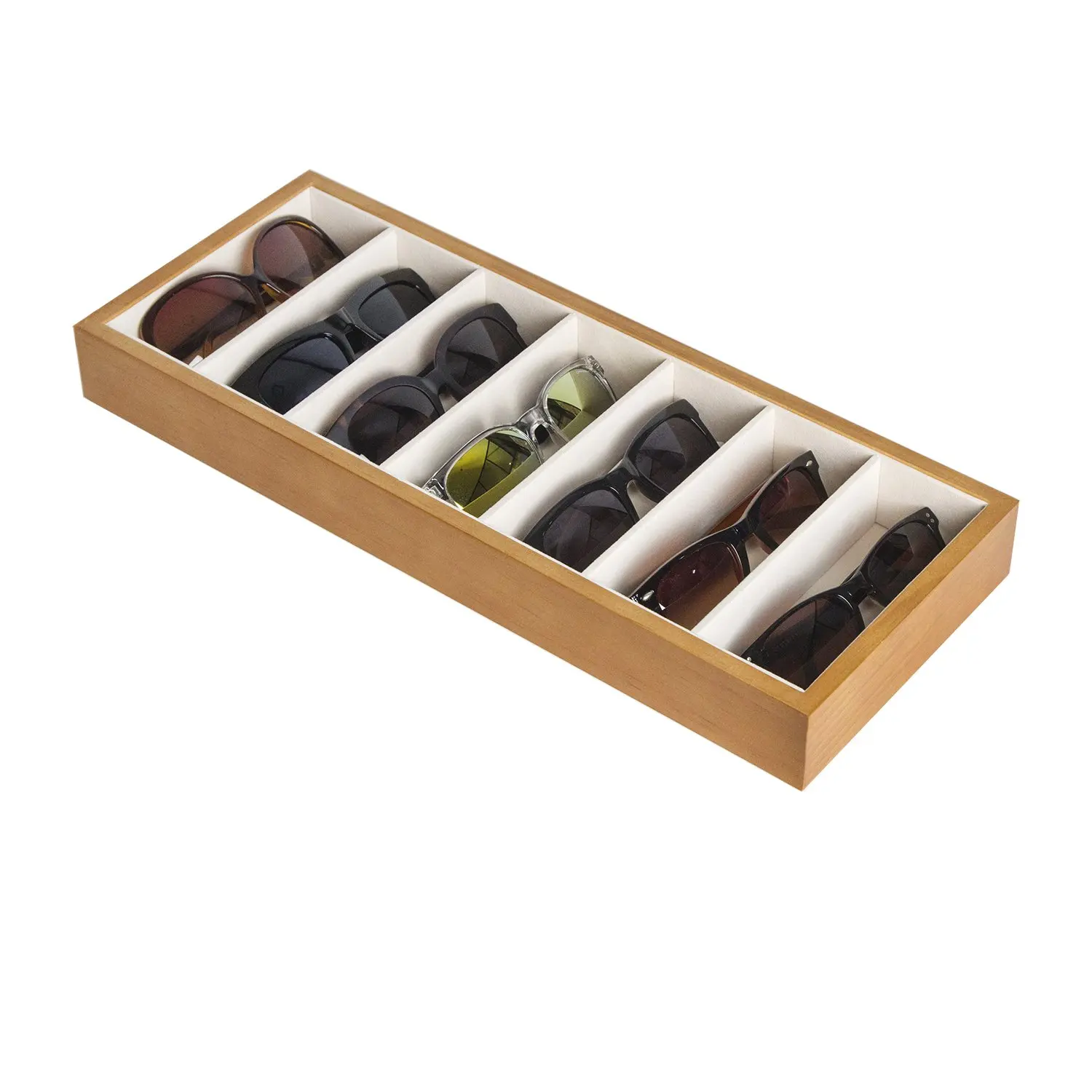 Современный деревянный органайзер для очков с 7 отсеками, коробка для хранения солнцезащитных очков, подставка для очков