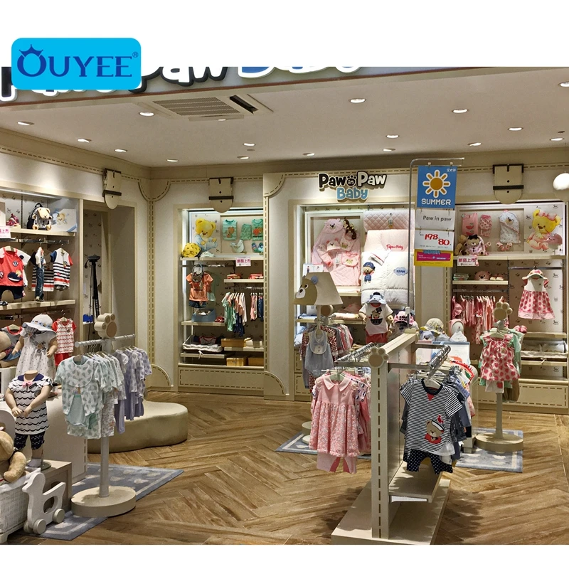 Boutique Elegant Baby Clothes Shop Fittings Display Design For Kid Clothing Stores