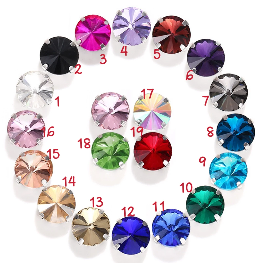 Wholesale Cheap Price Round Shape Multiple Colors Glass Sew Rhinestones With Claws Setting 14mm