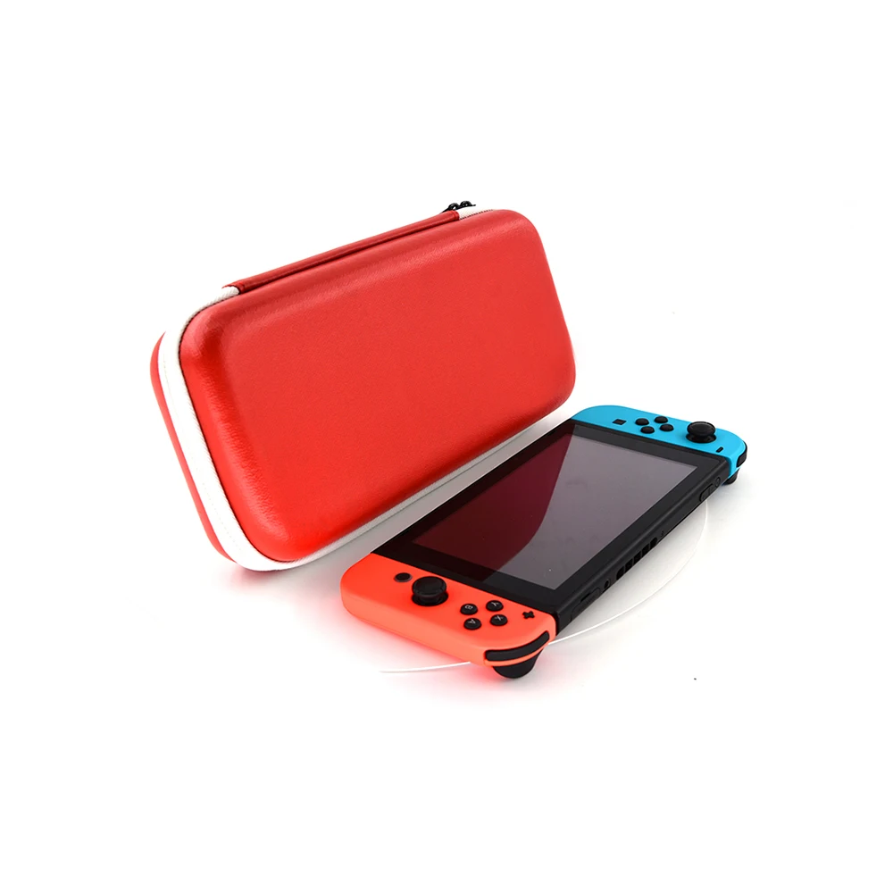 
Red Color PU Leather Large Size Switch EVA Bag White Zipper Closure Large Swtich Carry Bag 