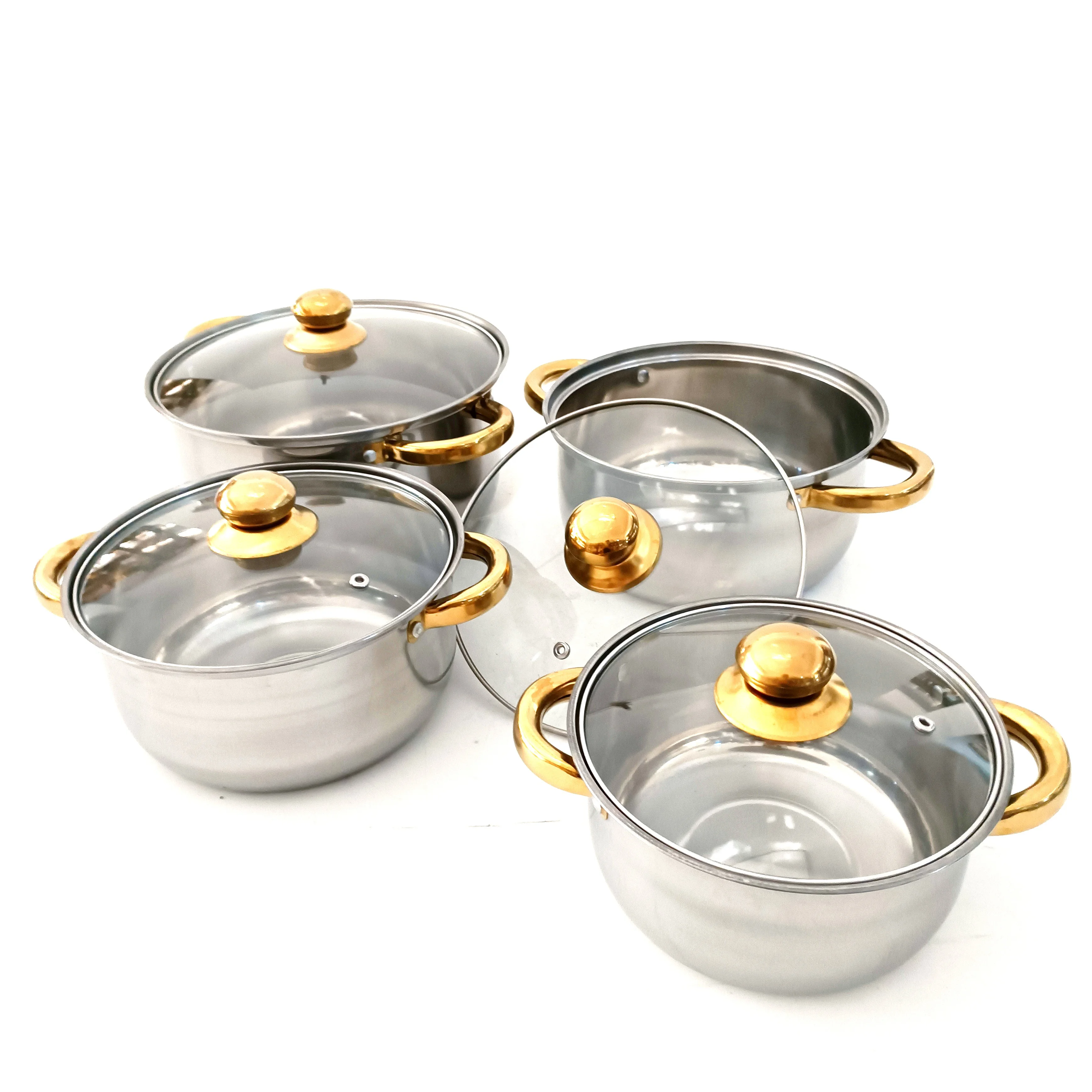 12pcs Cookware Sets Stainless Steel Cooking Pot Set And Pans Cookware Set With Glass Lid
