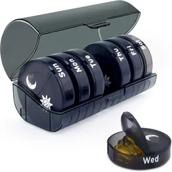 Amazon Hot Selling 7 Days Round Medicine Organizer High Quality 7 Day 2 Times a Day Weekly Pill Organizer Pill Container