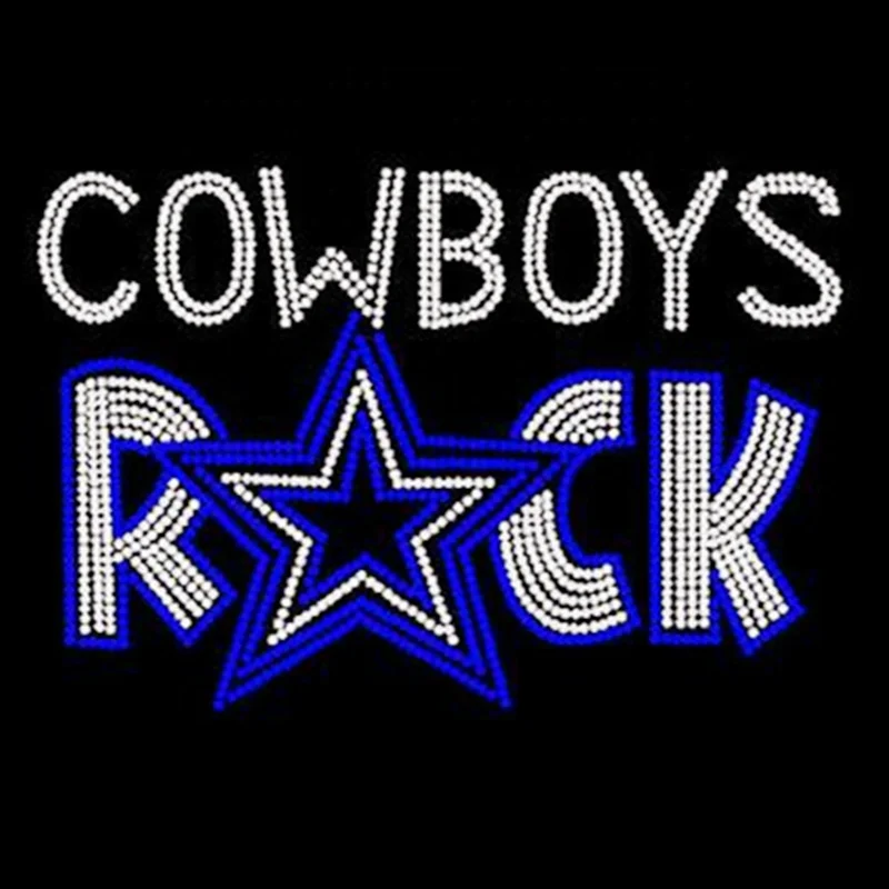 Wholesale Custom made hot fix iron on Cowboy rhinestone Transfer for Garment