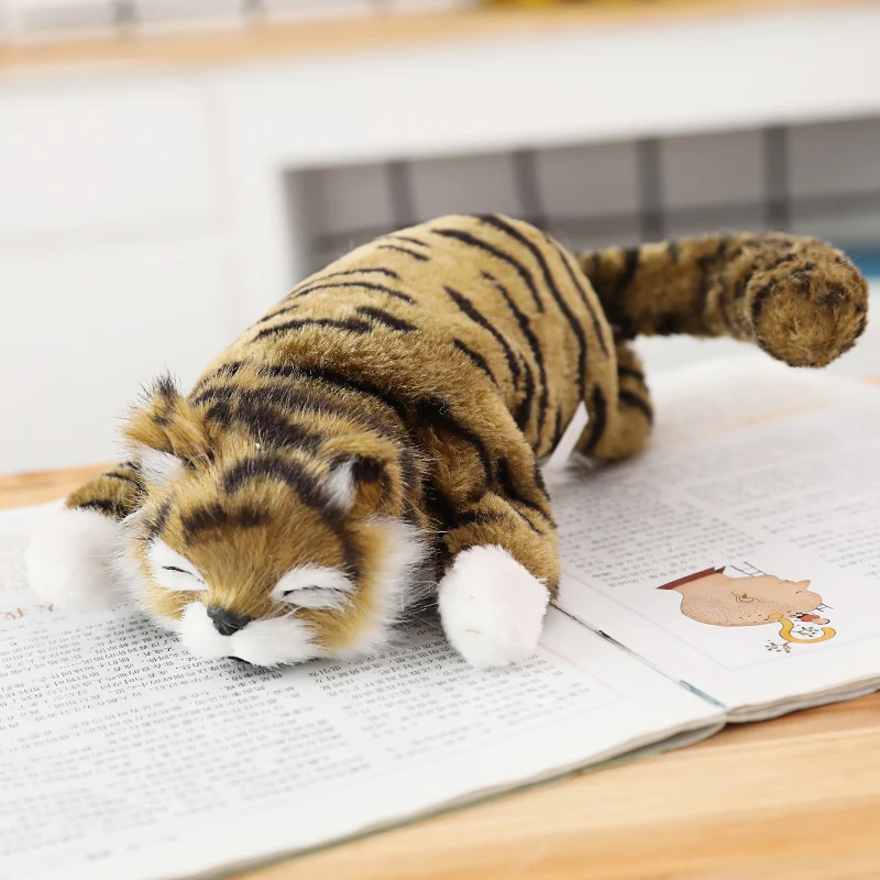 Real fur realistic stuffed animal cute cat plush toy doll