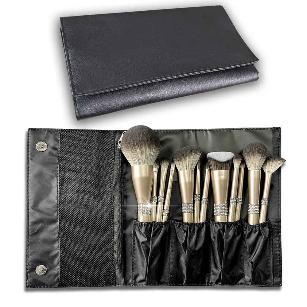 2023 New arrival 12pcs Luxury Glitter Diamond Bling Brush Rose Gold Makeup Brushes Set support customized logo