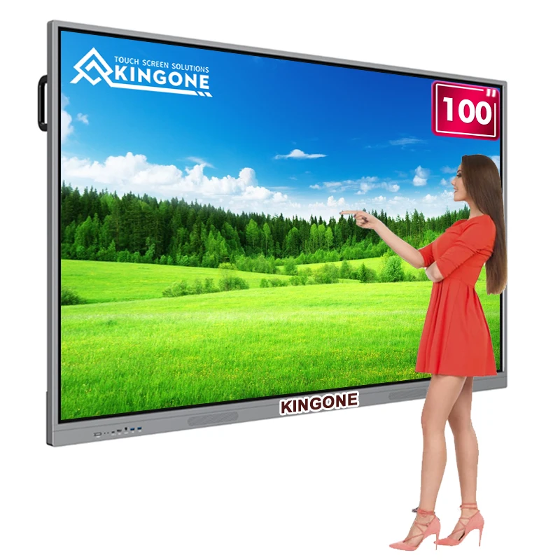 KINGONE Touch Screen Digital Whiteboard School Large 65 75 85 98 Inch Wifi OEM Smart Board Interactive Flat Panel for Classroom
