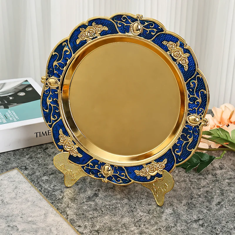 Eastern Style Metal Luxury Decorative Plate Snack Cake Dessert Tray Arab Charger Plate home restaurant dessert plate fruit dish