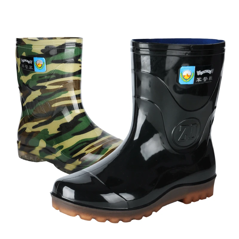 Design Your Own Shoe for Men Glitter Pvc Custom Logo Welly Short Waterproof Ankle Rain Boots