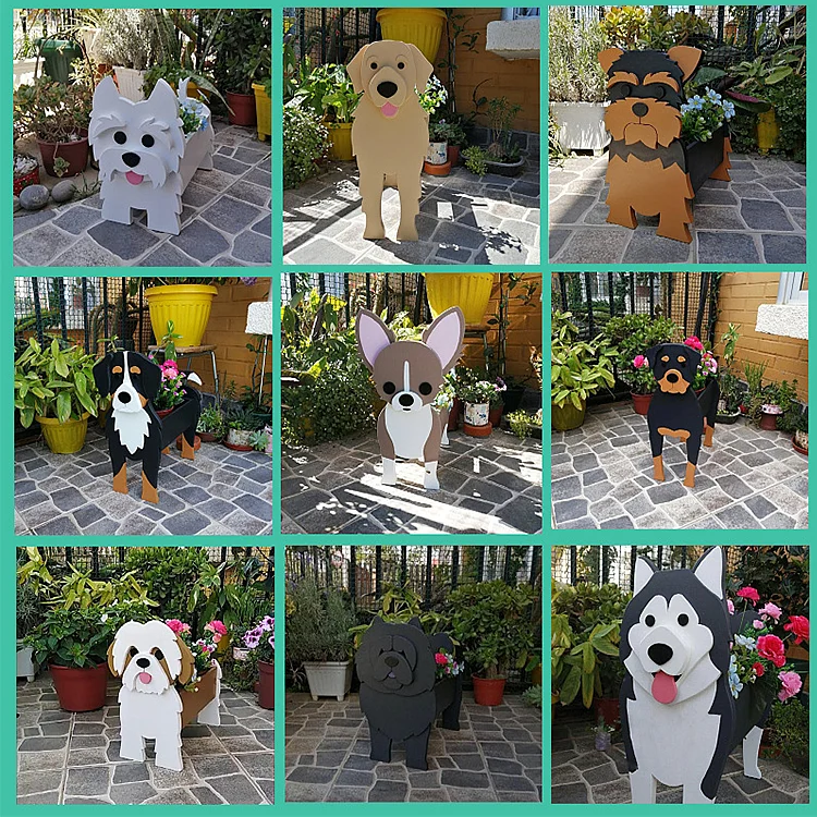 Factory Price Plant Flower Pots Plastic Dogs Shaped Lovely Style For Home Outdoor Decor