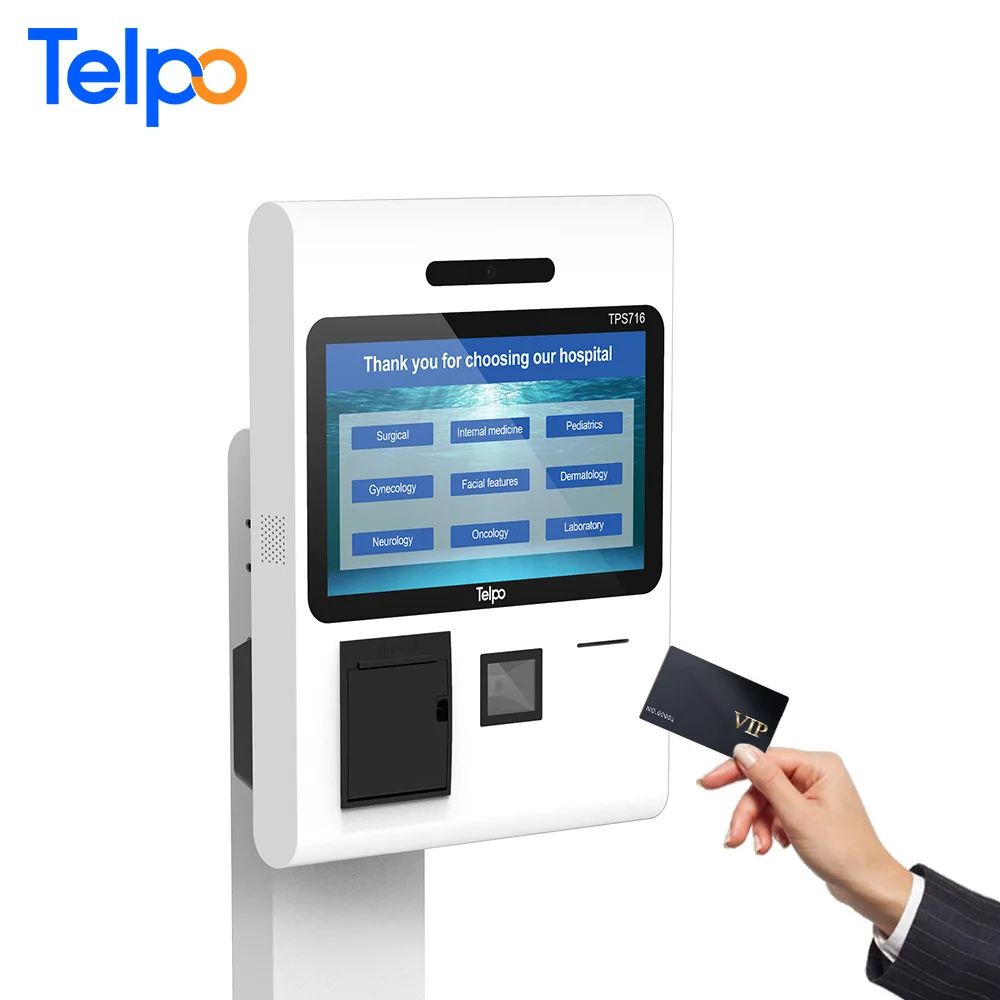 
wifi/BT/ethernet TPS716 visitor management system kiosk with face recognition camera for bank 