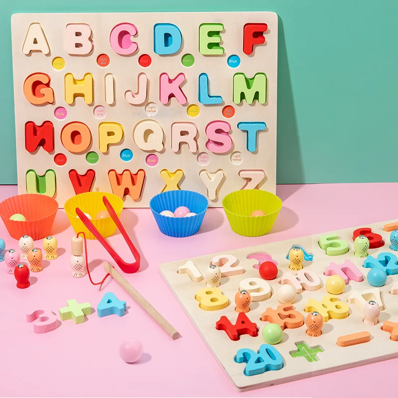 Multifunctional Parent-child Interactive Toy  alphabet cognitive color matching  wooden love letter game