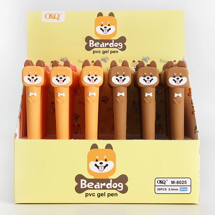 O&Q Cute Animal series special creative design Beardog PVC gel ink pen with comfortable hard silicone pen holder