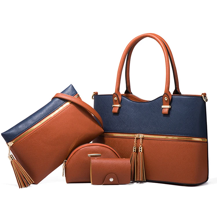 New Arrivals Trending Luxury Ladies Tassel Tote Handbags 4 Pieces Sets Wholesale Customised Designer Women Hand Bags 4 In 1