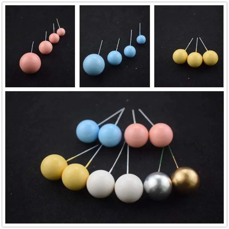 20pcs ins happy birthday cake decoration Gold Silver  Balls Cake Pick DIY Cake Insert Topper mixed size