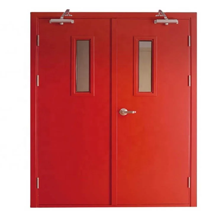 CE Certified Fast Delivery Fire Rated Exit Steel Door Insulated Double Leaf Fire Door For Apartment Fireproof Door