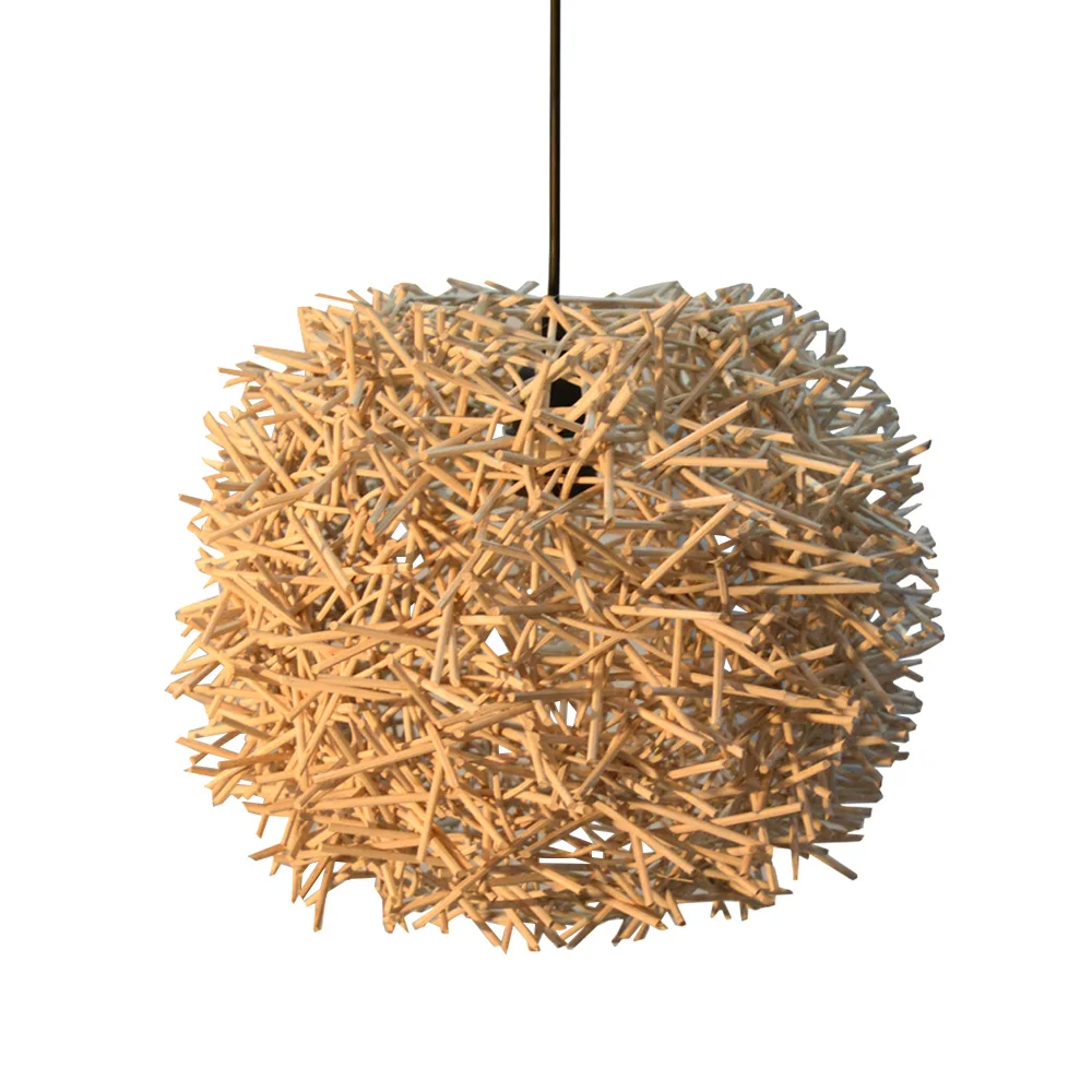 Modern Indoor Decoration Handmade Rattan Lamp Shade Pendant Light Wicker Antique Lamparas Rattan Chandeliers