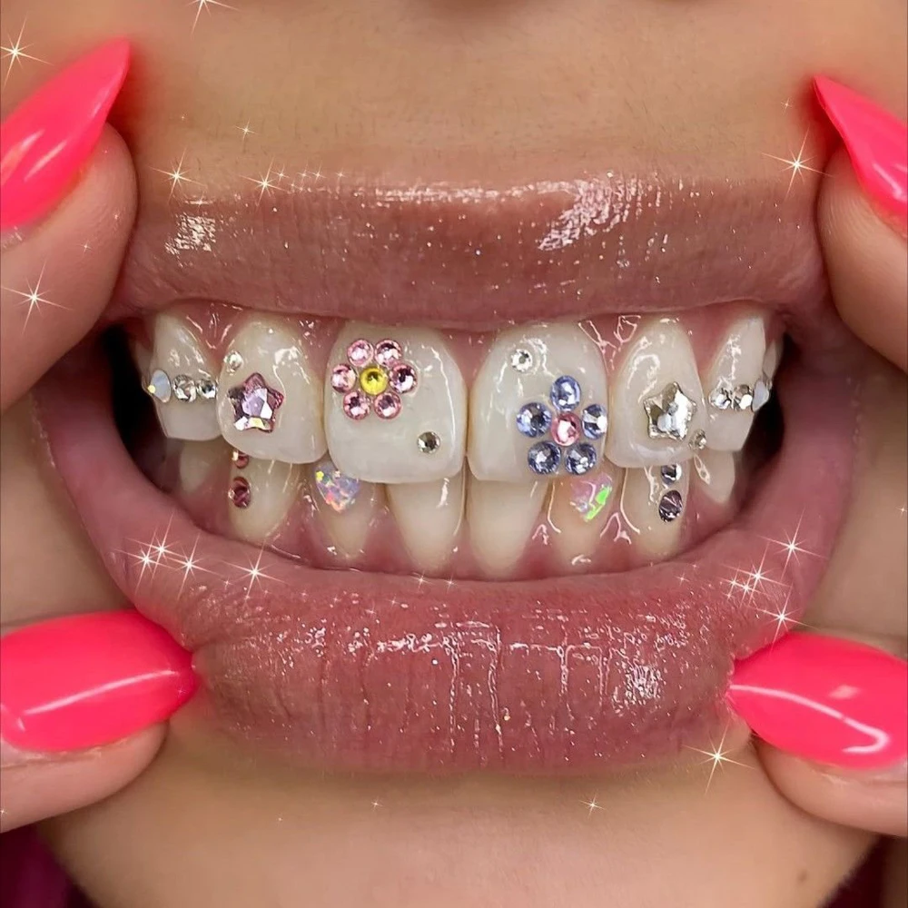 3pcs Set Hot Sale Popular Oem Oral Hygiene Dental Flat Back Tooth Gem Diamond Jewelry Crystal Tooth Gem