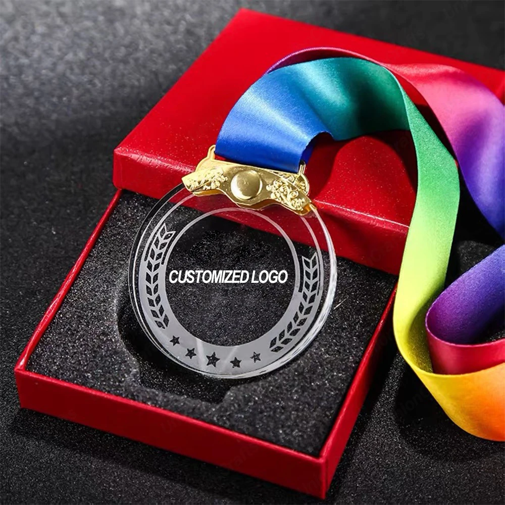 Free customized design medal hanger sublimate blank sports competitions souvenir events glass key crystal medal