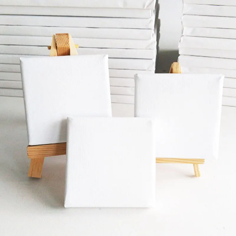 
stretched mini art canvas with easel 10*10cm art canvas for painting 