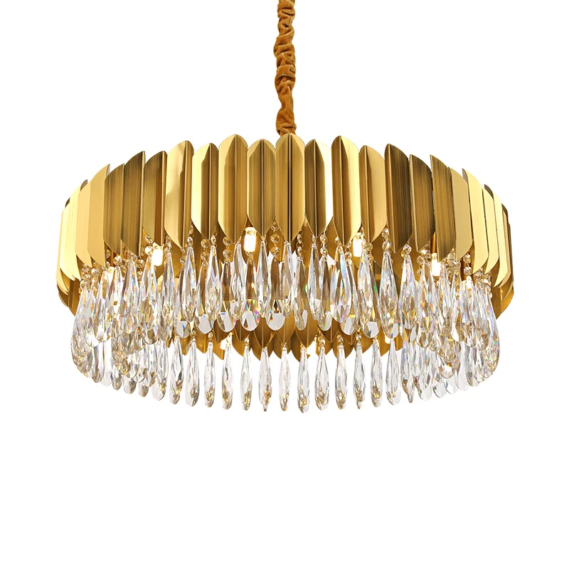 golden k9 crystal prism round luxury chandeliers pendant lights for living room hotel lobby