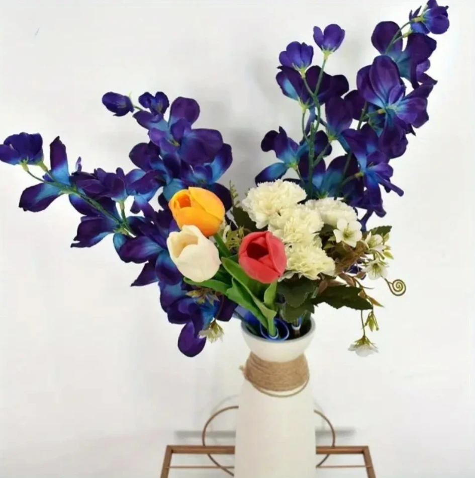 Turquoise Silk Artificial Orchid Stems for Wedding Bridal Bouquet Boutonniere Wreath & Table Centerpiece Decor