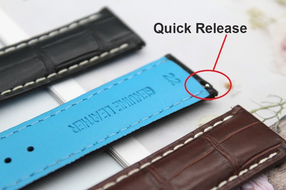 Top Quality Alligator Genuine Leather Watch Strap Brown Black 20mm 22mm Stainless Steel Desployment Clasp Crocodile Watch Bands