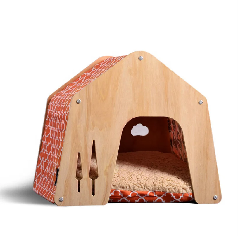 Eco Friendly Wood Pet House& Villa &Collapsible Pet Maternity Ward Bed & Kennel&Hovel&Cote Teepee Tent Dog&Cat&Rabbit