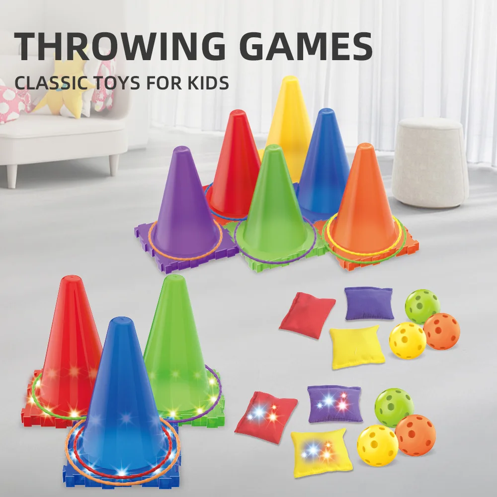 kid physical activity Throwing Game Toy Outdoor Plastic Cones 3in1 Bean Bag ring toss Children  Interactive indoor Sports Toys