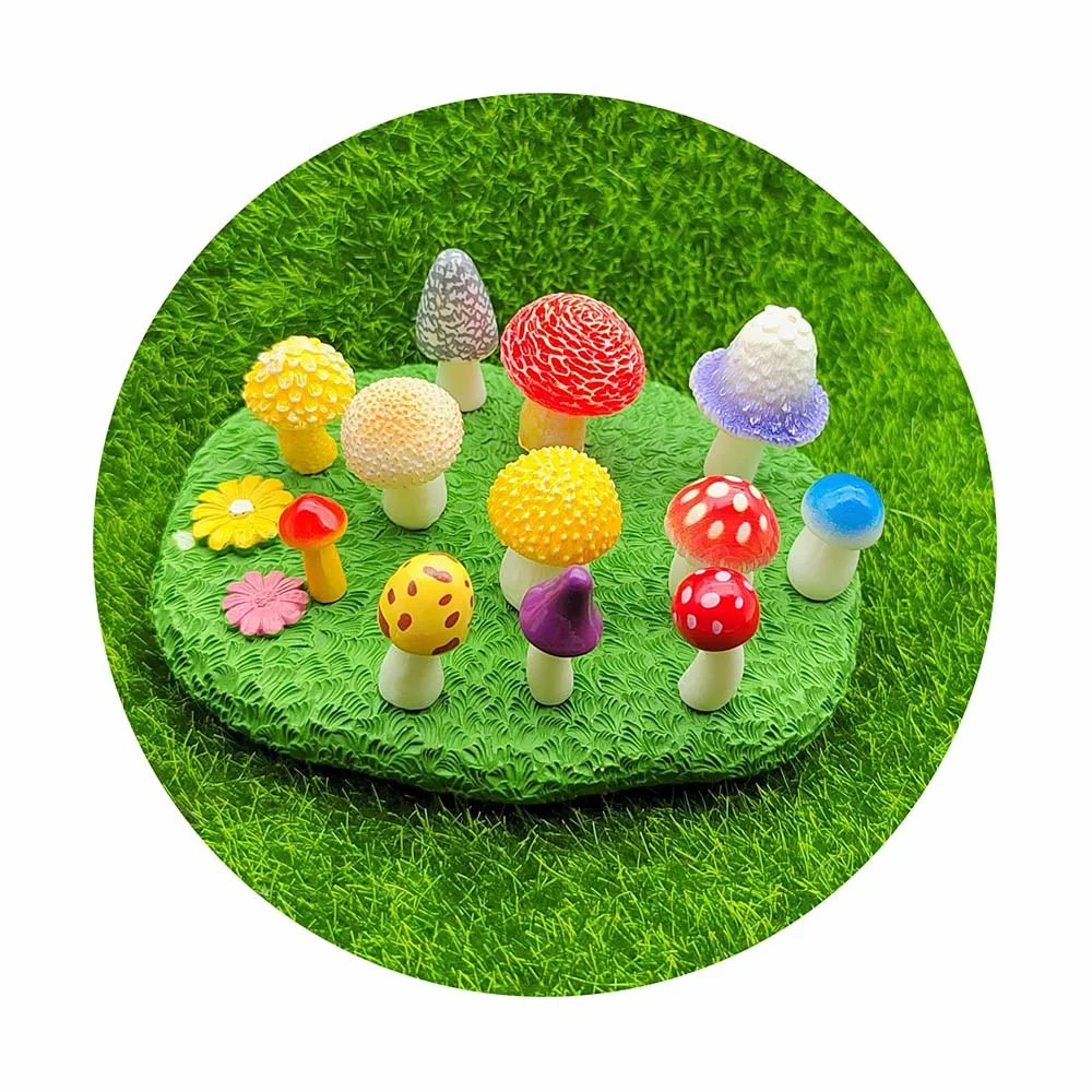 Resin Mushroom Fairy Garden Cute DIY Miniature Scene Ornament Fashion Shooting Props Small Doll house Home Accessories
