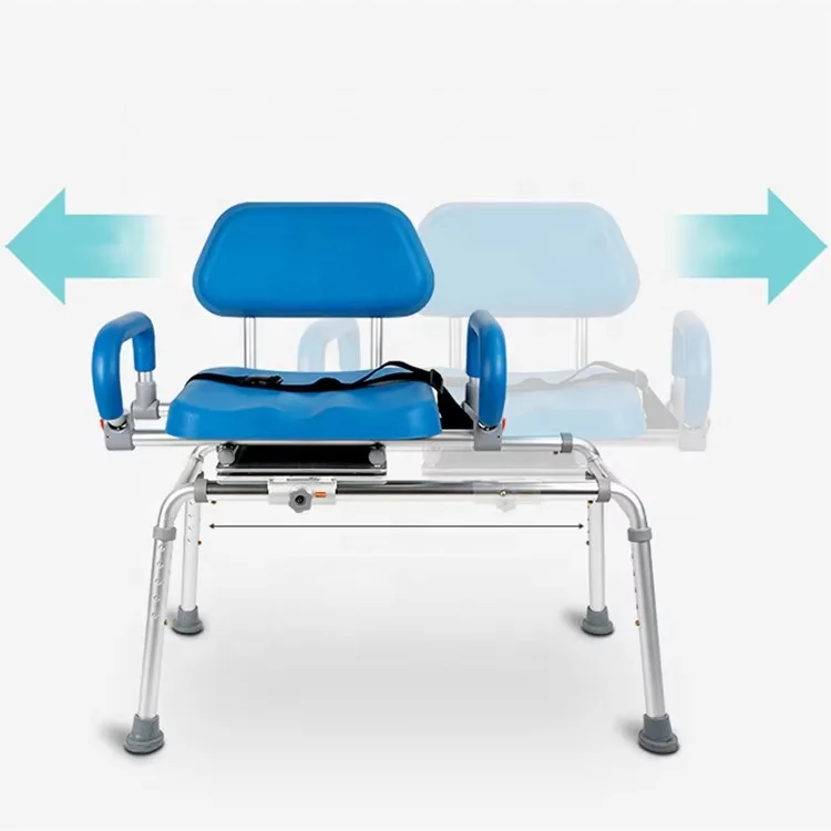 MSMT elderly toilet bathroom disabled patient KD Armrest transfer shower chair manual aluminum carousel sliding bath chair